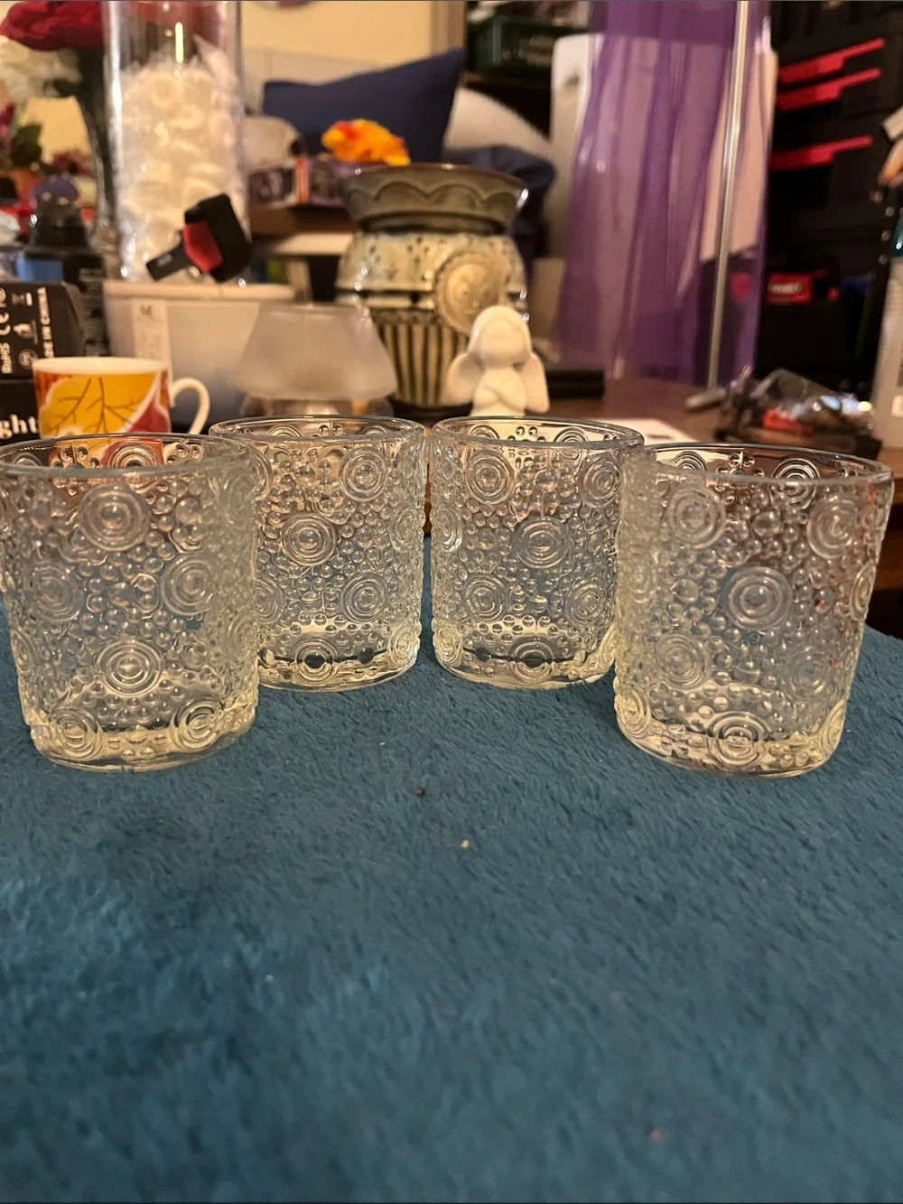 Textured Glass Votive Candle Holders - Set of 4 017